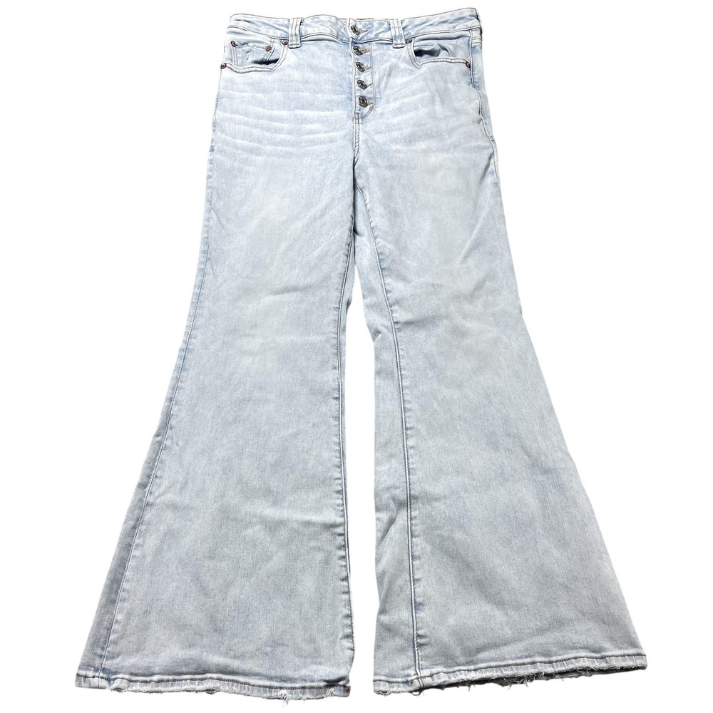 American Eagle Outfitters Super Hi-Rise Flare Jeans Womens 14 S Light Wash 32x28